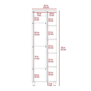 English Elm Wenge 5-Shelf Tall Cabinet For Modern Storage Solutions – Stylish Linen Organizer With Concealed Space B06280254-GIGA