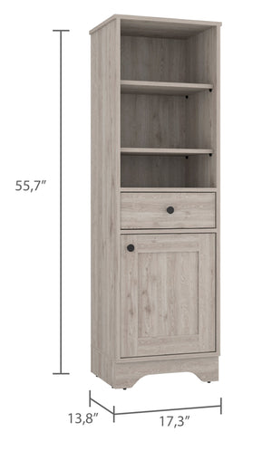 English Elm Light Grey Tall Linen Cabinet with Drawer & 5 Shelves, 55.7"H x 17.3"W x 13.8"D — Stylish Organized Storage for Bathroom or Hallway B06280550