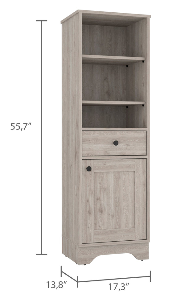 English Elm Light Grey Tall Linen Cabinet with Drawer & 5 Shelves, 55.7"H x 17.3"W x 13.8"D — Stylish Organized Storage for Bathroom or Hallway B06280550