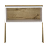 Modern Light Oak and White Nightstand with Open Shelf, Stable Design - 24.80 x 11.80 x 23.80