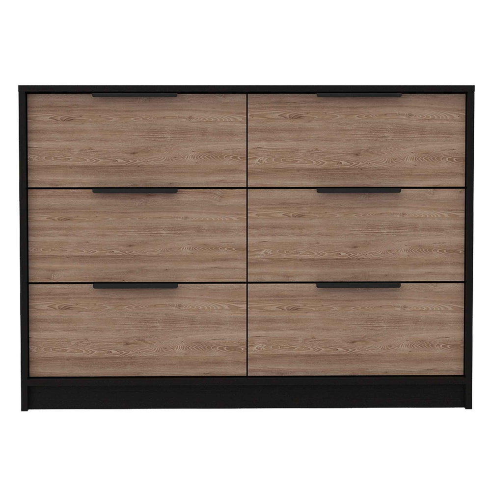 English Elm 4-Drawer Contemporary Two-Tone Dresser In Wenge And Pine - Stylish Storage Solution For Any Room B062S00144