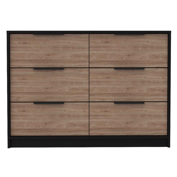 English Elm 4-Drawer Contemporary Two-Tone Dresser In Wenge And Pine - Stylish Storage Solution For Any Room B062S00144