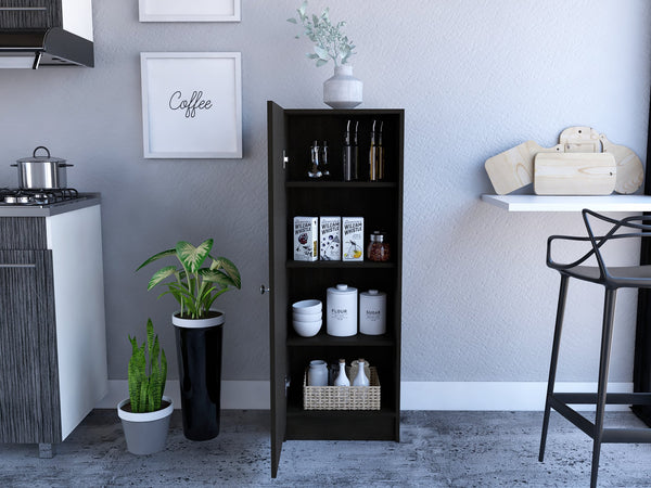 English Elm Rectangle Wenge Pantry Cabinet with 4 Shelves, Slim 47.4" High Modern Storage for Kitchen Clutter B06280273
