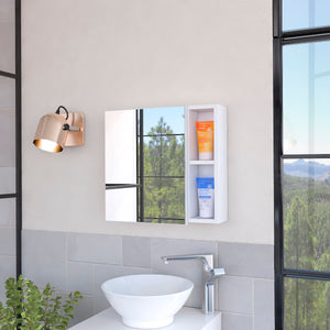 English Elm Myrick White Medicine Cabinet with Mirror and 2 Shelves — Compact 19.6" Wide Durable Storage Solution B06280279