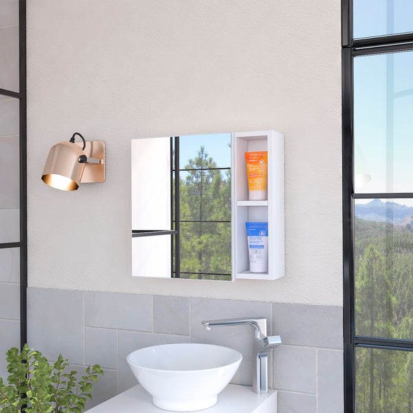 English Elm Myrick White Medicine Cabinet with Mirror and 2 Shelves — Compact 19.6" Wide Durable Storage Solution B06280279