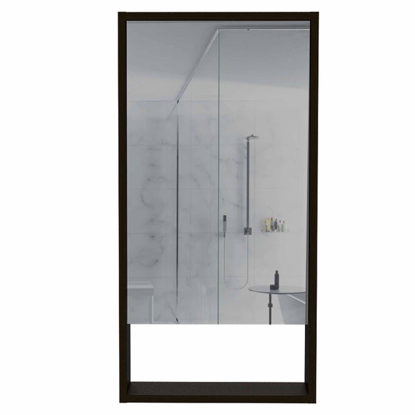 English Elm Rectangle Modern Medicine Cabinet with Mirror Wenge — Slim 3-Shelf Wall Storage, Elegant Powder Room Upgrade B06280281