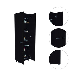 English Elm Rectangle Pantry Cabinet Wenge - 78.7" Tall 5-Shelf Storage Cupboard with Metal Handles, Slim Modern Design B062S00100