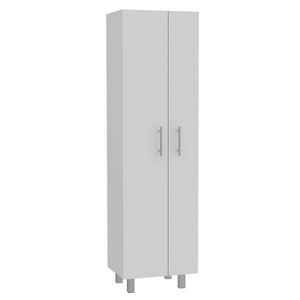 English Elm Halifax Tall 2-Door Rectangle Closet Pantry with 5 Shelves for Brooms, Mops & Home Storage White B062S00089