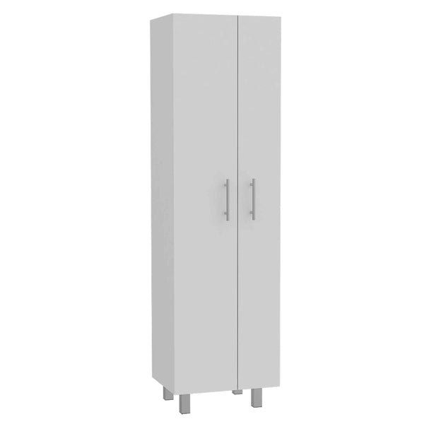 English Elm Halifax Tall 2-Door Rectangle Closet Pantry with 5 Shelves for Brooms, Mops & Home Storage White B062S00089