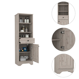 English Elm Light Grey Tall Linen Cabinet with Drawer & 5 Shelves, 55.7"H x 17.3"W x 13.8"D — Stylish Organized Storage for Bathroom or Hallway B06280550