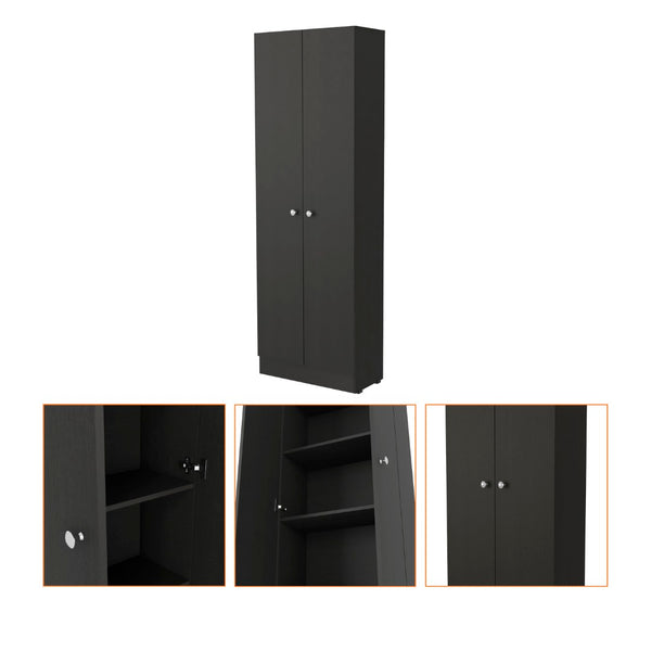English Elm Rectangle Tall Storage Cabinet In Rich Wenge Finish - Modern Design With 5 Adjustable Shelves B06280486-GIGA