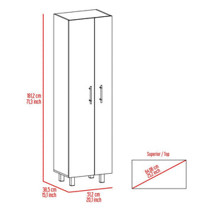 English Elm Halifax Tall 2-Door Rectangle Closet Pantry with 5 Shelves for Brooms, Mops & Home Storage Beige B062S00090