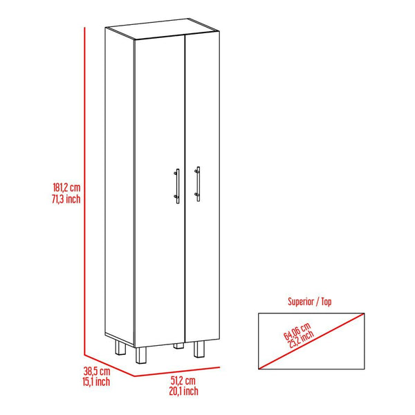 English Elm Halifax Tall 2-Door Rectangle Closet Pantry with 5 Shelves for Brooms, Mops & Home Storage Beige B062S00090