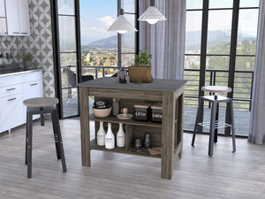 English Elm Rockaway 3-Shelf Kitchen Island In Dark Brown & Onix - Stylish, Durable Storage & Prep Solution! B06280051-GIGA