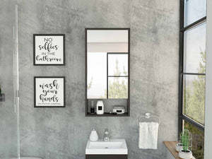 English Elm Rectangle Modern Medicine Cabinet with Mirror Wenge — Slim 3-Shelf Wall Storage, Elegant Powder Room Upgrade B06280281