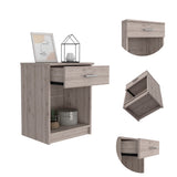 English Elm Light Grey 1-Drawer 1-Shelf Nightstand