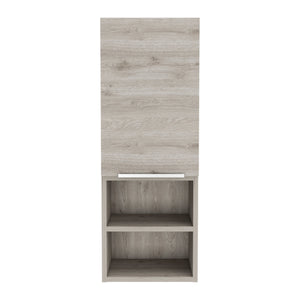 English Elm Light Grey Transitional Bathroom Cabinet with 2 Doors & 4 Shelves — Slim 32" Storage for Towels, Decor, Toiletries (Modern Neutral Finish) B06280563