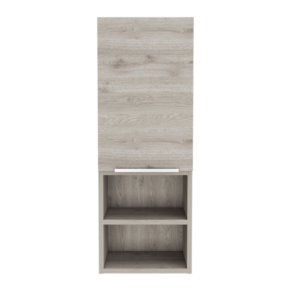 English Elm Light Grey Transitional Bathroom Cabinet with 2 Doors & 4 Shelves — Slim 32" Storage for Towels, Decor, Toiletries (Modern Neutral Finish) B06280563