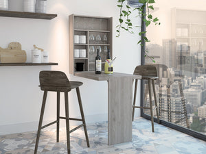 English Elm Light Grey Foldable Desk Wall-Mounted Workstation with Hutch Shelves, Locking Safety, All-Metal Hardware B06280122
