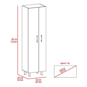 English Elm Halifax Tall 2-Door Rectangle Closet Pantry with 5 Shelves for Brooms, Mops & Home Storage White B062S00089
