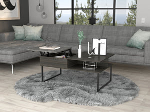 English Elm Carbon Lift-Top Coffee Table with Concealed Storage, Carbon Espresso & Onyx Finish, Sturdy Metal Legs B06280128