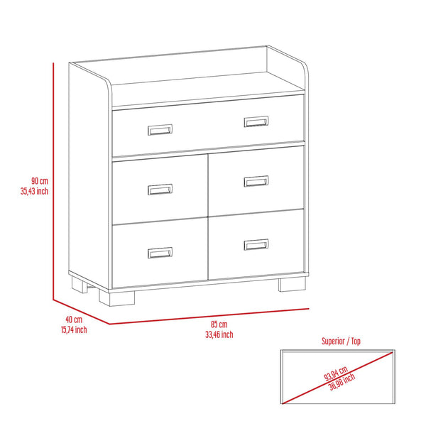 English Elm Edgemont White 5-Drawer Dresser – Elegant Space-Saving Storage, Durable Finish, Classic Rectangular Design B062S00009