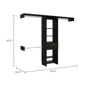 English Elm 1-Drawer Wengue Closet System with 4 Shelves & 3 Metal Support Rods, 82.9" H x 98.4" W Stylish Storage B062S00034