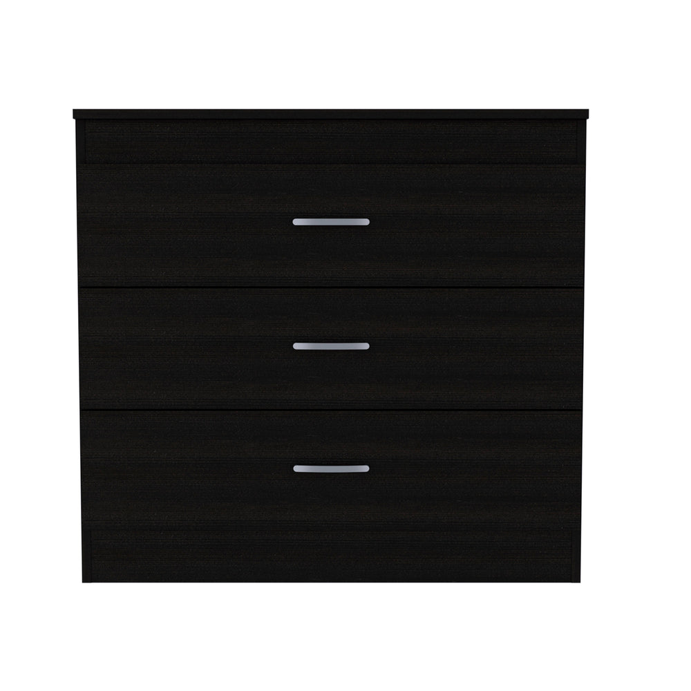 English Elm 3-Drawer Modern Dresser Wenge Finish with Sleek Metal Handles, Compact Storage Solution for Any Room B06280071