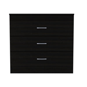 English Elm 3-Drawer Modern Dresser Wenge Finish with Sleek Metal Handles, Compact Storage Solution for Any Room B06280071