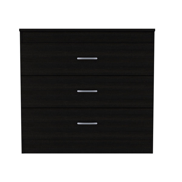 English Elm 3-Drawer Modern Dresser Wenge Finish with Sleek Metal Handles, Compact Storage Solution for Any Room B06280071