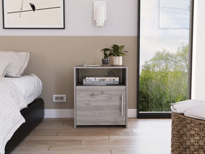 English Elm Florian Minimalist 1-Shelf Nightstand Light Grey — Compact Two-Tier Storage, Single Door, Stylish Accent B06280044
