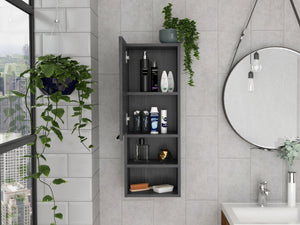 English Elm Smokey Oak Modern Rectangle Medicine Cabinet with 4 Shelves, 2 Open Tiers & Space-Saving Design B06280582
