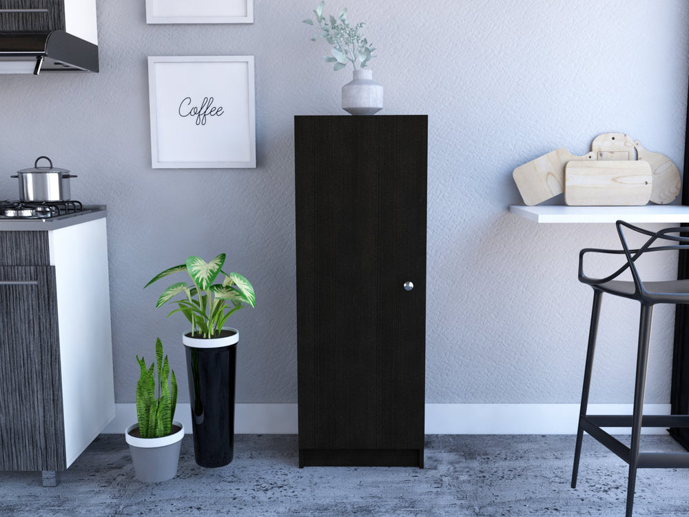 English Elm Rectangle Wenge Pantry Cabinet with 4 Shelves, Slim 47.4" High Modern Storage for Kitchen Clutter B06280273