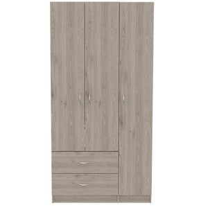 English Elm Rowaton Light Gray 2-Drawer 3-Door Armoire – 70.8" Tall Spacious Storage Closet with 4 Shelves B062S00046
