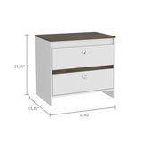 English Elm White and Dark Brown 2-Drawer Nightstand