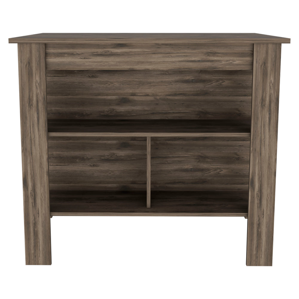 English Elm Dark Dark Brown 3-Shelf Kitchen Island with Wide Prep Top, Open Storage Shelves, Compact 40.5"W Organizer B06280053