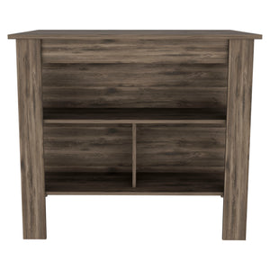 English Elm Dark Dark Brown 3-Shelf Kitchen Island with Wide Prep Top, Open Storage Shelves, Compact 40.5"W Organizer B06280053