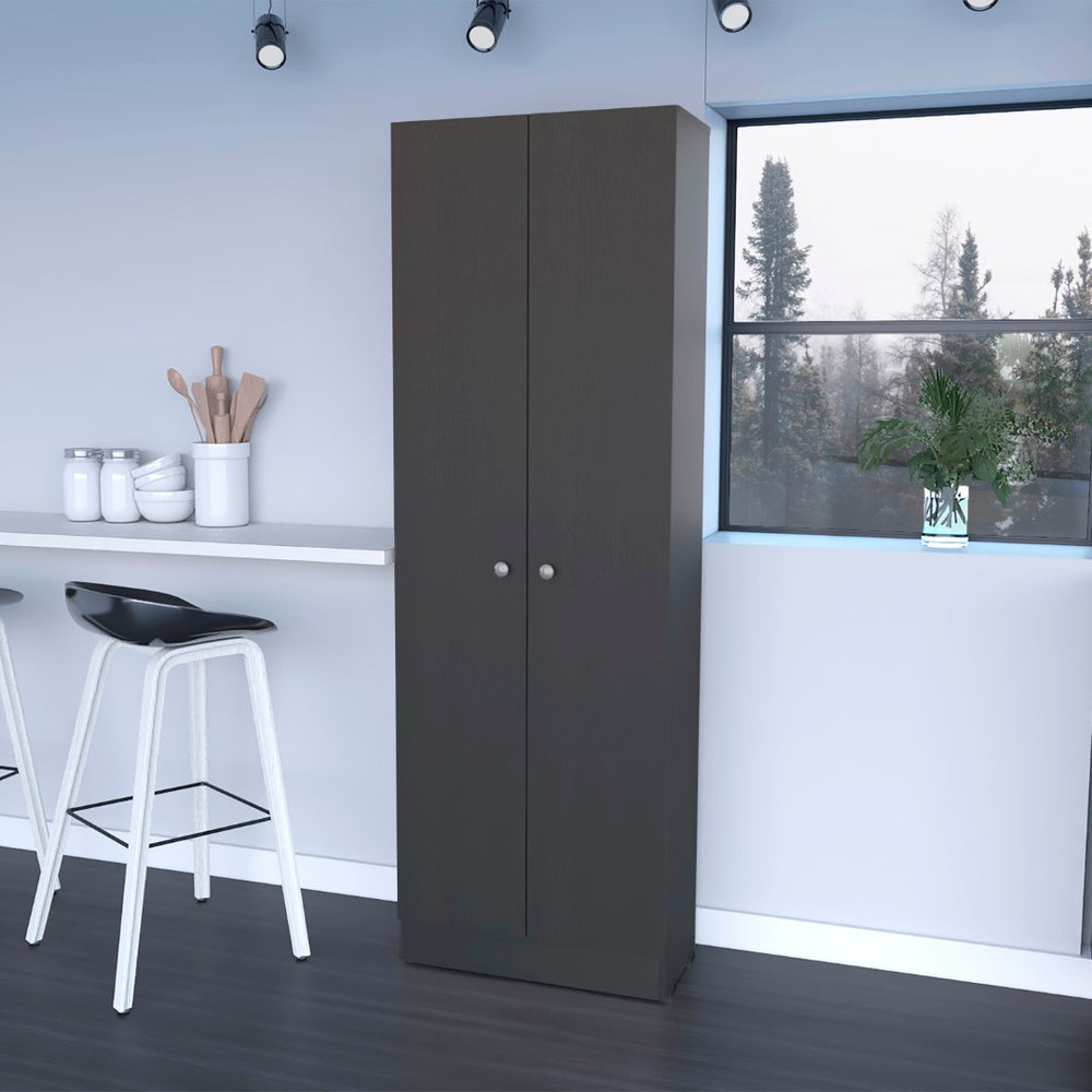 English Elm Rectangle Tall Storage Cabinet In Rich Wenge Finish - Modern Design With 5 Adjustable Shelves B06280486-GIGA