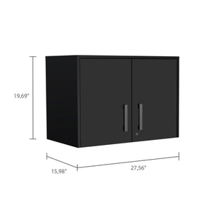 English Elm Wenge Locking 2-Door Wall Cabinet with 3 Shelves, Desktop Workspace, Padlock & Metal Hardware B06280347