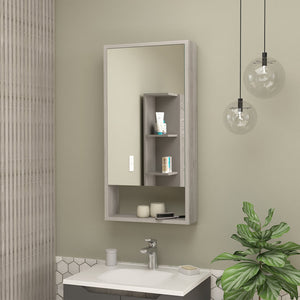 English Elm Burlington Modern Rectangular Medicine Cabinet with Mirrored Door and Open Shelves for Baths Light Gray B06280282