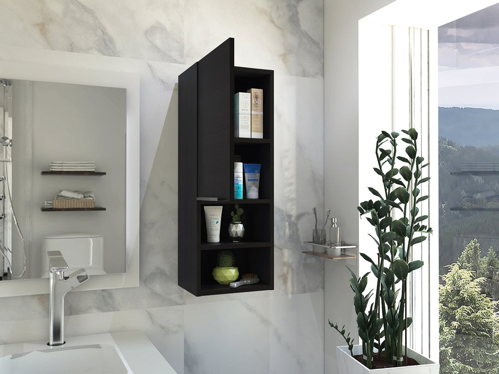English Elm Wenge Modern Rectangle 2-Shelf Medicine Cabinet with 4 Shelves, Wengue Finish — Space-Saving Storage B06280276