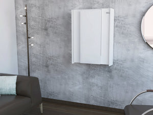 English Elm Wakeman Wall-Mount Foldable Desk White with Hutch 6 Shelves Locking Mechanism Secure Hardware B06280121