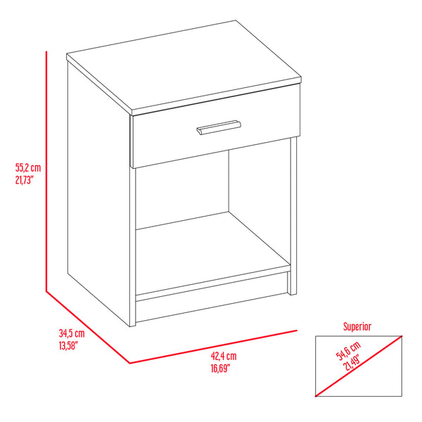 English Elm Light Grey Romantic Nightstand with Superior Top, 1 Drawer & 1 Shelf for Books, Essentials, Compact Elegance B06280364