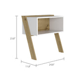 English Elm Light Oak and White 1-Shelf Nightstand