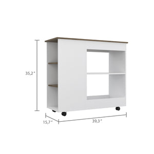 English Elm Holmeson 5-Shelf Kitchen Cart with Countertop, White & Dark Brown Finish, Rolling Mobile Storage Unit B06280008