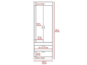 English Elm Light Gray 2-Drawer Armoire with Hanging Rod and Shelves — Slim Tall Storage for Clothing & Accessories B062P202116