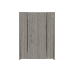 English Elm Light Grey Foldable Desk Wall-Mounted Workstation with Hutch Shelves, Locking Safety, All-Metal Hardware B06280122