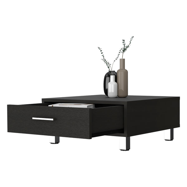 English Elm Wenge Modern 1-Drawer Rectangle Coffee Table with Metal Legs and Sleek Handle for Stylish Storage B06280212
