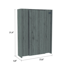 English Elm Light Grey Foldable Desk Wall-Mounted Workstation with Hutch Shelves, Locking Safety, All-Metal Hardware B06280122