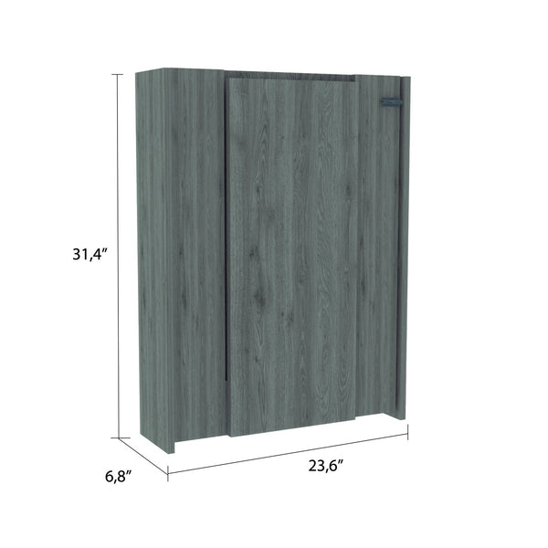 English Elm Light Grey Foldable Desk Wall-Mounted Workstation with Hutch Shelves, Locking Safety, All-Metal Hardware B06280122